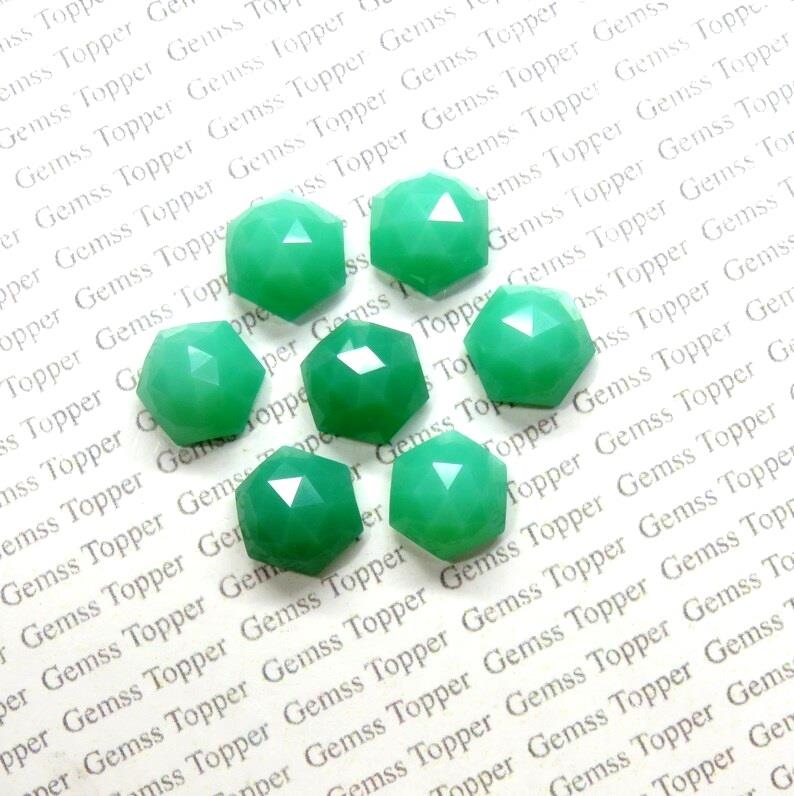 Chrysoprase 10x10 mm Hexagon Rose- Cut